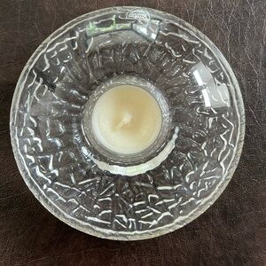 Orrefors Discus Crystal Glass Votive Optical Effect Designed by Lars Hellsten